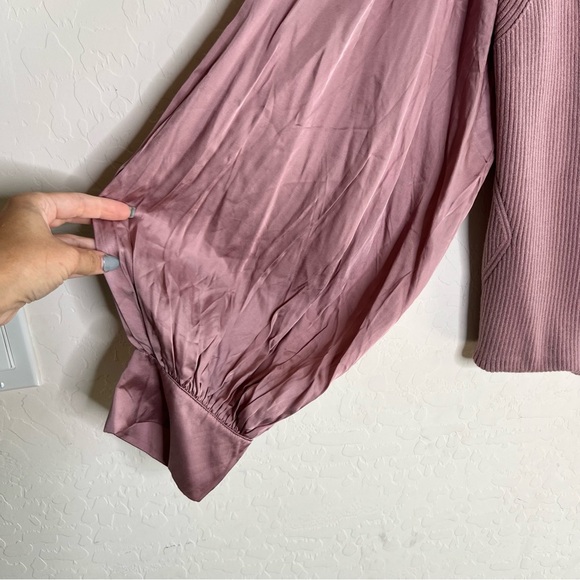 By Anthropologie Twofer Faux-Wrap Sweater Ballet Coquette Romantic Mauve - Picture 5 of 10